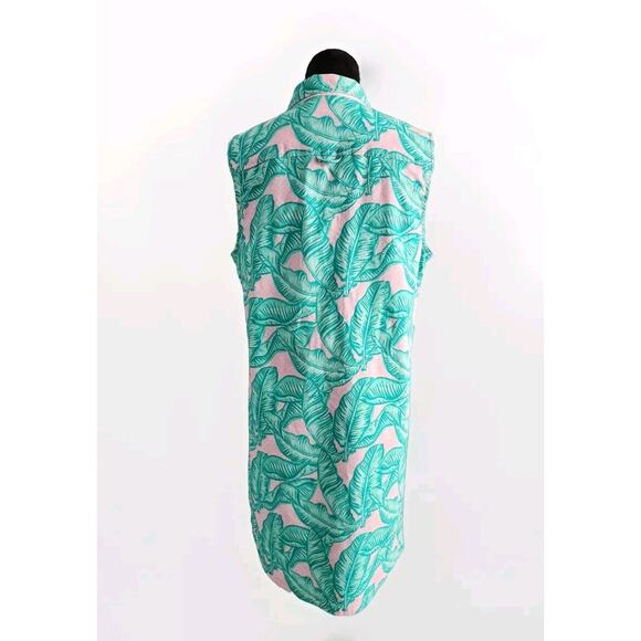 Vineyard Vines Green & Pink Banana Leaf Margo Shirt Dress Size 10 EUC - Picture 3 of 10